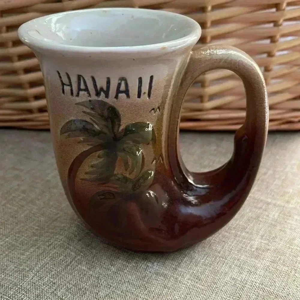 VTG (1981) K&S Hawaiian Creations Stoneware Palm Tree Hawaii‎ Coffee Mug